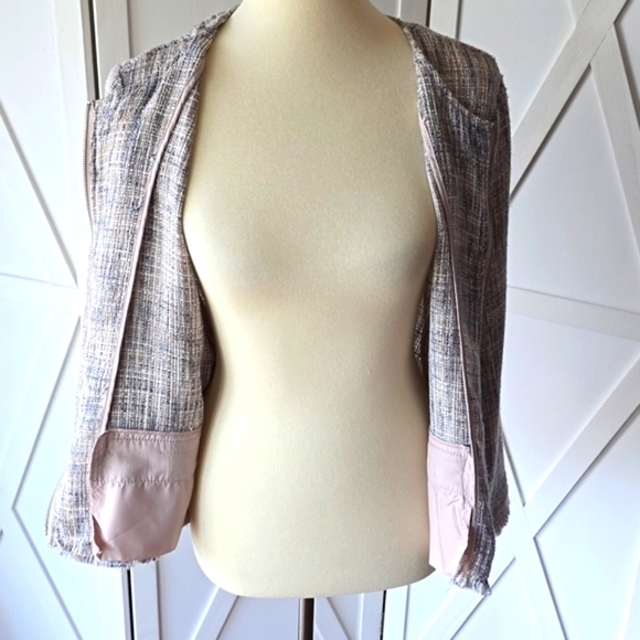 Cupcakes & Cashmere Tweed Zip Front Fringed Blazer - Picture 6 of 10